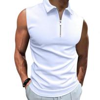 Men Summer Vest Sleeveless Lapel Solid Color Zip Neckline Men Tank Slim Fit Sleeveless Male Vest Men's Clothing Streetwear S balta