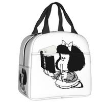 Custom Manga Quino Mafalda Kawaii Cartoon Lunch Bag Men Women Thermal Cooler Insulated Lunch Boxes for Children School 22x20x13cm