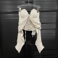 2026 French High-End Strapless Lace-Up Corset: Retro Autumn Slimming Top for Women Large