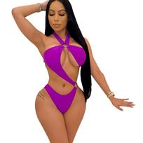 2024 Summer Halterneck Sexy One-Piece Beach Bikini s spalva