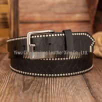 Rivet Pebble Pin Buckle Retro PU Leather Belt 120 cm