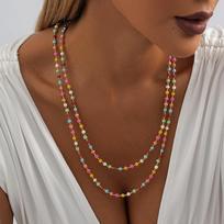 Vibrant Geometric Bead Necklace In Colorful Design For Women Fashionable Birthday And Party Gift