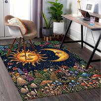Sun and Moon Fantasy Forest Pattern Printed Chair Mat -Decorative Mats for Office Tables,Coffee Tables - Durable and Fashionable Carpet03312 100cm x 120cm