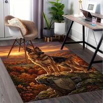 German Shepherd,Autumn Landscape Pattern Printed Chair Mat -Decorative Mats for Office Tables,Coffee Tables - Durable and Fashionable Carpet 100cm x 120cm