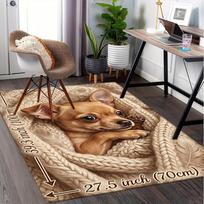 Chihuahua,Knitted Blanket Pattern Printed Chair Mat -Decorative Mats for Office Tables,Coffee Tables - Durable and Fashionable Carpet0331163 100cm x 120cm