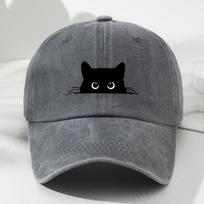 Black cat printed baseball cap retro Unisexs and Womens fashionable outdoor hat with adjustable eaves suitable for sports fishing Adjustable