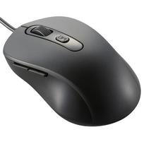 OHM Electric Silent Wired Mouse, Blue LED, Medium Size, Black, PC-SMUBS5M-K 01-3984