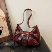 Vintage Spice Wind PU Leather Women's Shoulder Bags Sweet Cool Versatile Female Armpit Bag Casual Solid Color Ladies Handbag bordinė