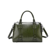 NEW Genuine Leather Handbag Top Handle Sling Shoulder Cross body Bag Fashi Casual Female Oil Wax Cowhide Messenger Tote Bags tamsiai žalia spalva