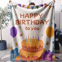 Happy Birthday Throw Soft Flannel AC Blanket Lightweight Summer Nap Throw Cozy  Blanket for Sofa Bed Travel Home 75cm x 90cm