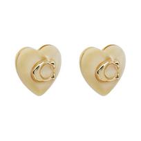 COACH Brand Logo Brass Earrings Women's Gold auksas