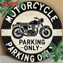 Planetjuice Vintage Motorcycle Parking Only Metal Sign Retro D Wall Art Tin Plaque Home Garage Bar Man Cave Decor (as the picture,20x20)