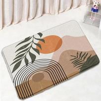 Boho Area Rug for Bedroom Living Room Decor Mid Century Abstract Leaf Boho Style Non-Slip Accent Rugs Geometric Art Floor Carpet 40x60cm 16x24 inch