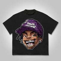 Cartoon Grillz Hat Mens Y2K Graphic T Shirt Streetwear Cotton Tee S-3XL M