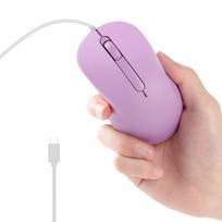 Wired Mouse, USB Type-C Connection, Silent Buttons, Medium Size, Cute Design, Lightweight, Ambidextrous, 1000 DPI Optical, Portable, Compatible with