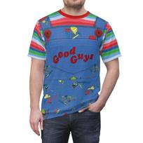 Chucky Cosplay Costume Halloween Good Guys Wanna Play Tshirt 3D M