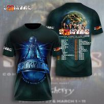 Scorpions Grupės 3D Marškinėliai Crazy World Tour 2026 Grįžimas Namo Į Las Vegasą L