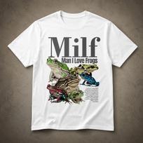 MILF Man I Love Frogs T-Shirt Funny Frog Graphic Tee White Cotton Top UK 2XL