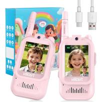 Kids Video Walkie Talkies for Age 3-12Rechargeable Radios with Screen, Voice Changer, Long Range - Christmas Birthday Gifts for Girls