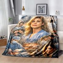 Grey's Anatomy Flannel Blanket, Soft Warm Throw with Grey Sloan Memorial Print, Cozy Bedding for TV Show Fans 80cm x 120cm