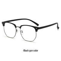 Men's Anti-Blue Light TR90 Half-Frame Square Glasses for Myopia - Retro Business Style Accessories