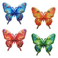4PCS Vibrant Metal Butterfly Wall Art Decor Rust-Resistant Outdoor Sculpture With Tool-Free Hook For Garden Yard Patio Fence 4PCS