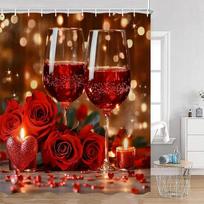 Romantic Rose Shower Curtain - Vibrant Floral & Butterfly Designs for Elegant Bathroom Dcor, Waterproof, Easy Care & Soft Touch (as the picture,W90XH180cm)