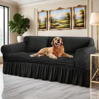 Stretch Seersuckers Sofa Cover With Skirt Washable Stretchable Sofa Slipcover Couch Cover Furniture Protector with 1 pillowcase 1 Seater