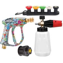 Household graffiti car cleaning gun set contains foam cannon, 5 nozzles, nozzle base and original plastic Karcher adapter