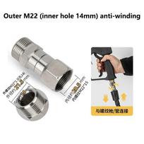 M22 14mm/15mm Pressure Washer Swivel Fitting - 360° Kink Free Anti-Twist 5000PSI Gun to Hose Male Thread