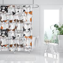 unframed Cat Printed Shower Curtain Color Cartoon Lovely Animal Bear Polyester Fabric Hanging Curta Bathroom Bathtub Decor wi (as the picture,90x180cm-35x70in)