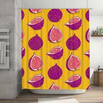 Bright Yellow Fig Pattern Shower Curtain Waterproof Fabric Bathroom Decoration for Home Decor Figs Fruit Print Custom Size Avail (as the picture,90x180cm)
