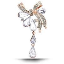 European & American Fashion Bow Crystal Water Drop Brooch