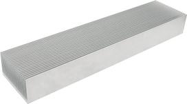 Audio fan heatsink, aluminum heat sink, approximately 69mm x 300mm x 37mm, air cooling fins, silver.