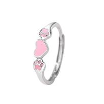 Tichya Original Cute Cat Paw Couple Rings: Pure Silver 999, Versatile, Luminous, Sweet, Lovely, Open Design Adjustable