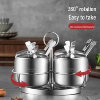 MAXCOOK 304 Stainless Steel Rotating Spice Jar Set
