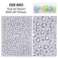 1Pc Cute Cartoon Pony Fireworks Embossed Nail Stickers Year of the Horse Relief Manicure Art Decoration Stick-on Nails