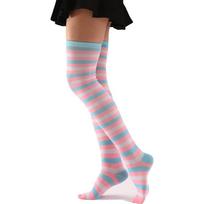 Thigh High Socks Long Boot Stockings Gifts Women Over Knee High Socks Fashion Colorful Striped Stockings One Size