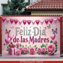 2D Spanish Happy Mother's Day Banner Easy to Hang for Indoor and Outdoor Use 47.2x31.5inch/120*80cm