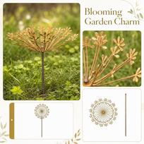 Rustic Dandelion Garden Stake Outdoor Metal Yard Decoration with Long Ground Spike for Lawn Patio and Flower Bed Display one size