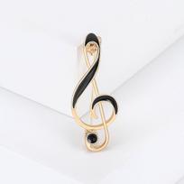 Stilingas paprastas muzikos natos segtukas moterims Unisex emalio muzikos simbolio sagės Renginio vakarėlio kuprinės dekoracija drabužių aksesuarai black