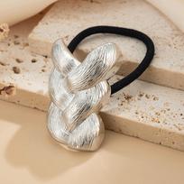 Unique Punk Elastic Headband Metal Braid Shaped Ponytail Hair Tie Luxury Y2K Rubber Band Scrunchies For Women Girls sidabras