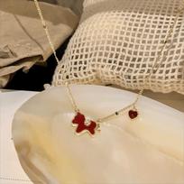 Fashion Red Pony Necklace Cute Chinese Style Horse Pendant Necklace Sweater Chain Zodiac New Year Collarbone Chain Girls