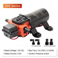 23C DC 12V/24V Micro Diaphragm Pump Self Priming Water Pump 5.6LPM 1.56A/0.78A High Pressure RV Marine Booster Pump 12VDC-Male-Fitting