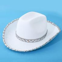 Western Cowgirl Hat Vibrant Cowboy Hat Music Festival Hat  For Rodeo Event Festive Occasion Cosplay balta