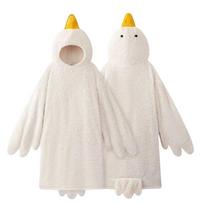 Soft Coral Fleece Big White Goose Onesie Pajamas Thicken Cartoon Cosplay Costume Sleep Dress Texture Windproof XXXS