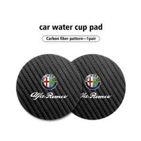 2Pcs Car Coasters Water Cup Holder Non-Slip Mat Accessories For Alfa Romeo 159 Giulietta 156 147 Giulia Mito GT Stelvio Spider