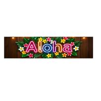 VIKAMA Vibrant “Aloha” Floral Tropical-Style Banner, Outdoor Patio Party Backdrop Wall, Summer Gatherings, Pool Party Home Decor 35x180cm 14x71inch