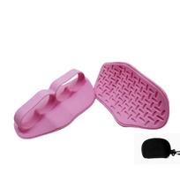1 Pair Double Hole Fitness Palm Power Pad Thicken Anti-slip Grip Strength Trainer Silicone with Sorage Bag Training Hand Guard rožinė