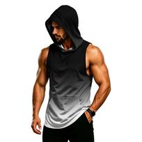 Men's Sleeveless Hoodie Muscle Fit Gym Tank Top Breathable Quick Dry Workout Sleeveless Hooded Vest for Fitness Training M juoda
